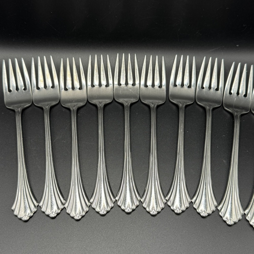 Set Of 10 Oneida USA BANCROFT Stainless Glossy Salad Forks 6 3/4" - Picture 2 of 5